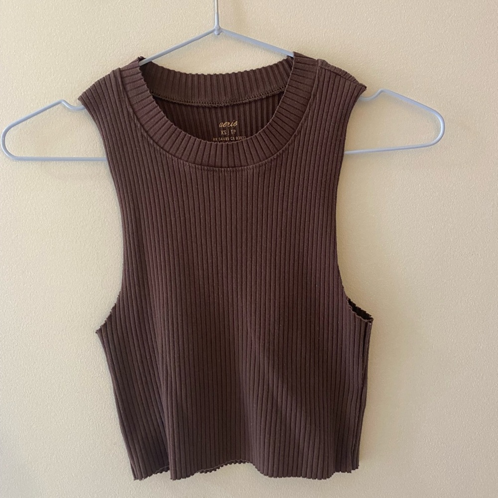 Aerie Brown Ribbed Women's Top
